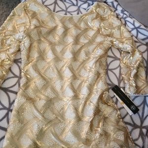 Gold Sequin dress As U Wish Size S NWT